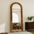 thumbnail image 2 of BEAUTYPEAK 30"x 71" Classic Paulownia Wood Framed Arched Full Length Mirror, Brown, 2 of 4