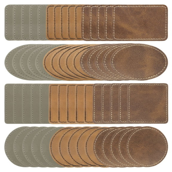 Uxcell Blank Leatherette Patches, Faux Leather Hats Patches Sets with Adhesive Iron-on Heat Press  Laserable Rustic for Hats DIY Fabric Repair Sew(Light Brown, Pack of 20)