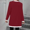 thumbnail image 4 of WTOBBY Women's Knitted Cardigan Jacket with Single Breasted Front and Patch Pockets, Mid Length Contrast Color, Casual Long Sleeve,Wine XL, 4 of 4