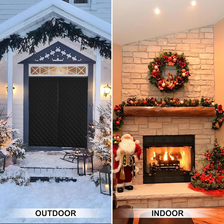 RUIYEEK Christmas Thermal Door Curtain - Insulated Draft Blocker For Winter, Fits 34x82 Inch Doors, Magnetic Closure