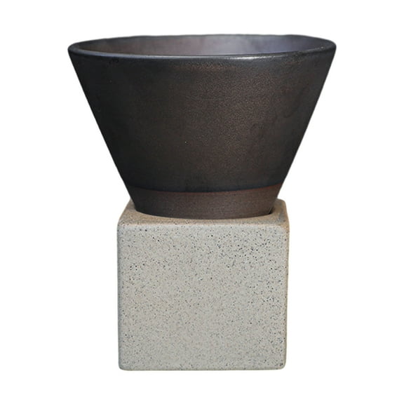 Shoreew 200ML Crude Pottery Funnel Coffee Cup with Base Heat-resistant Handmade Japanese Style Latte Cappuccino Tea Espresso Tapered Mug Birthday Gift