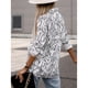 thumbnail image 4 of Camisa de manga larga con botones para mujer, camisa informal elegante con estampado de cuello vuelto, Tops para trabajo de oficina, color blanco XL, 4 of 6
