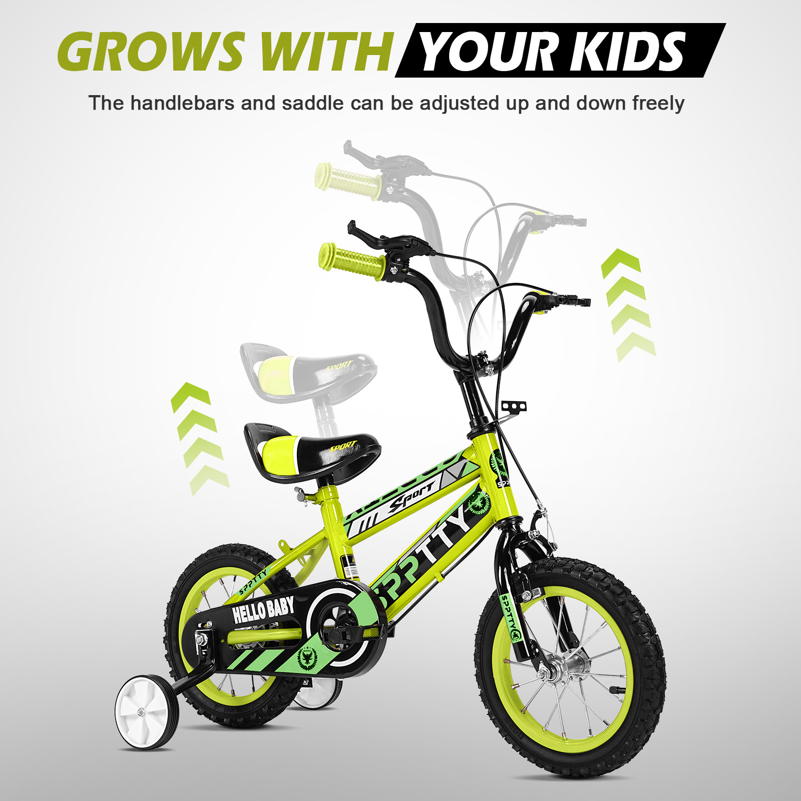 SPPTTY Kids Bike for 2-16 Years Old,12"-20" Bike for Boys Girls with Training Wheels,Dual Hands Brakes