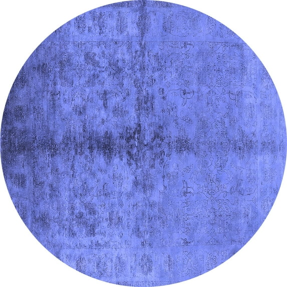 Ahgly Company Indoor Round Oriental Blue Traditional Area Rugs, 4' Round