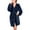 Dark Blue, variant on AherBiu Women's Nightgowns Sherpa Shaggy Warm Pjs Robes Lightweight Belted Plush Soft Mini Bathrobe with Hood
