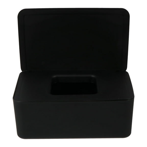 Desktop Tissue Storage Container Decorative Napkin Holder Plastic Tissue Box (Black)