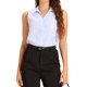 thumbnail image 1 of CAMISA SIN MANGAS INSPIRE CHIC de botón para mujeres, blusa de cuello en V con cuello a rayas para el verano, L a rayas blancas, 1 of 1