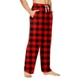 thumbnail image 6 of Xyxonk Men's Pants Plaid Printed Knitted Sleep Pant Lounge Lightweight Bottoms with Pockets Drawstring Soft Sleepwear Red 2XL, 6 of 8