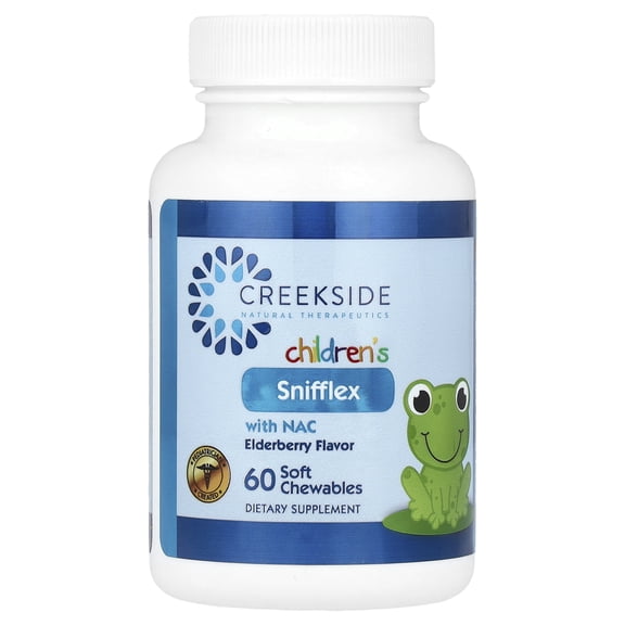 Creekside Natural Therapeutics Snifflex, Cold & Allergy Chewables for Children, Elderberry Flavor, 60 Ct