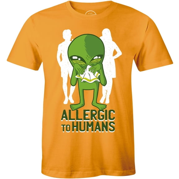 Men's Funny Alien Allergic To Humans Space Aliens Sick T-Shirt