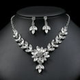 thumbnail image 3 of rygai 1 Set Dangle Earrings Vintage Faux Crystal Exquisite Workmanship Contrast Color Geometric Decoration Gorgeous Rhinestone Evening Party Necklace Set Jewelry Accessory,White, 3 of 8