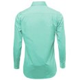 thumbnail image 3 of Men's Slim Fit Button Up Long Sleeve Solid Dress Shirt - Aqua - L (16-16.5) 34/35 sleeve, 3 of 5