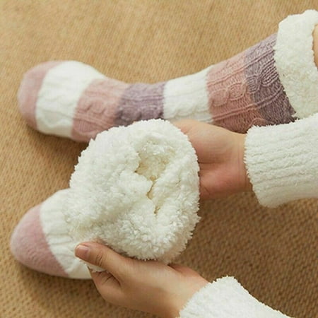 

1 Pair Long Thicken Chenille Fleece Lined Socks Women Ladies Soft Warm Cozy Slipper Socks