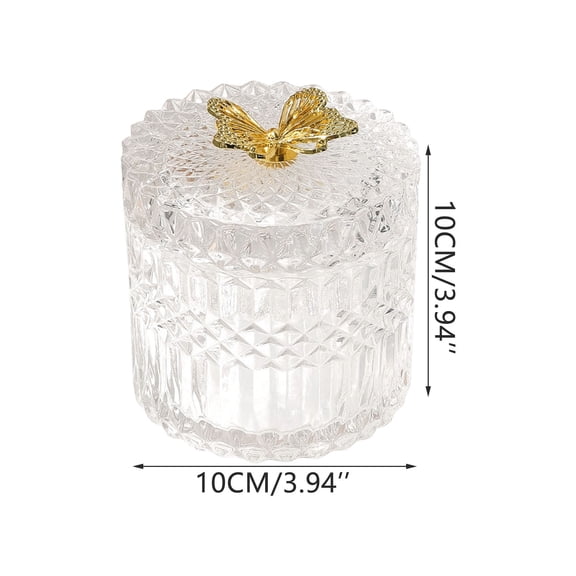 HOARBOEG Vintage Glass Candy Jar with Metal Butterfly Handle - Clear Decorative Storage Canister for Candy, Cookies, Jewelry, Office & Home Decor, Snack Jar, Gift Idea