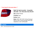 thumbnail image 2 of Right Tail Light Assembly - Compatible with 2006 - 2011 Mercedes-Benz ML350 2007 2008 2009 2010, 2 of 2