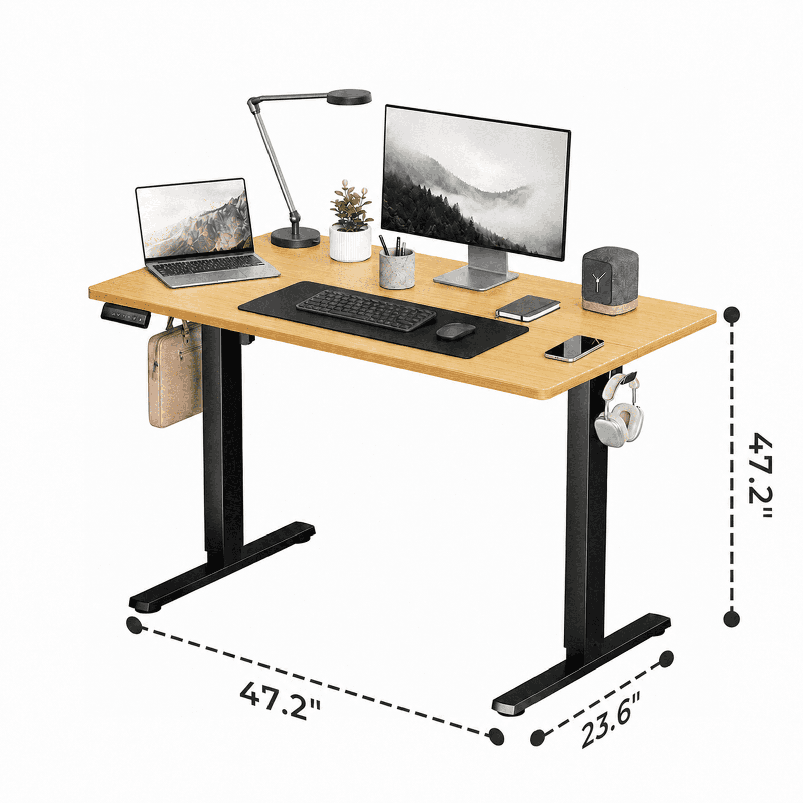 Alvantor Standing Desk, 28.7''- 48'' Height Electric Height Adjustable Home Office Desk with 3 Memory Presets, Sit and Stand Up, T-Shaped Frame