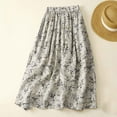 thumbnail image 2 of THDHVS Boho Skirts for Women,Women's Skirts,Womens Floral Print Boho Maxi Skirt Elastic High Waist Pleated Ruffle Flowy Long Skirts White 2XL, 2 of 5