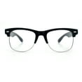 thumbnail image 6 of SA106 Mens Hipster Half Horn Rim Clear Lens Geek Fashion Eyeglasses Black Silver - Clear, 6 of 8
