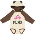 thumbnail image 3 of Inktastic Little Sister Girls Lil Sis Flamingo Girls Long Sleeve Baby Bodysuit, 3 of 5