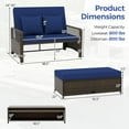 thumbnail image 3 of Costway Patio Rattan Daybed Wicker Loveseat Sofa with Multifunctional Ottoman Blue, 3 of 10