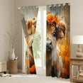thumbnail image 3 of Manfei Highland Bull Black Out Curtains for Boys Girls, Orange Flower Curtains Pack of 2 (42x63 Each), Western Cowboy Cowgirl Bedroom Curtains, Luxurious Home Decor, 3 of 6