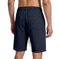 thumbnail image 3 of Mens Casual Linen Shorts with Drawstring Elastic Waist Shorts Summer Beach Vacation Golf Stretch Linen Shorts Flat Front Cotton Linen Daily Wear Outfit with Pockets,Blue 5XL, 3 of 5