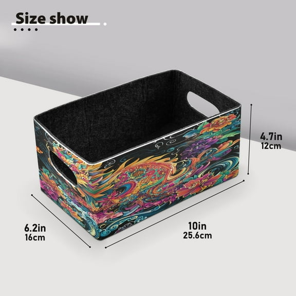 BZSMCE Shelf Baskets Colorful Dragon Pattern Storage Cube Bins 10.1*6.3*4.7in Set of 2