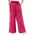thumbnail image 3 of Kids Uniforms for Girls Uniform Pants New Teen Girls Solid Color Baggy Wide-Leg Pants Casual Elastic-Waistband Pocket Pants Style B-11 Pinks 160, 3 of 8