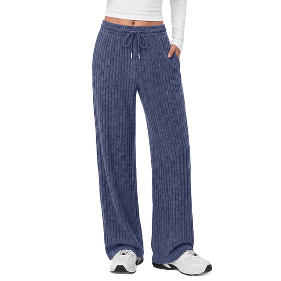 Fantaslook Fall Wide Leg Pants for Women Dressy Casual Lounge Pants Stretchy Elastic Drawstring Trousers with Pockets