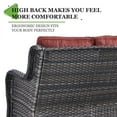 thumbnail image 4 of PARKWELL Patio Rattan Seat Sofa Cushioned Loveseat,Outdoor Wicker Furniture,Red, 4 of 6