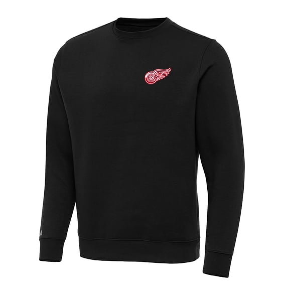 Men's Antigua Black Detroit Red Wings Big & Tall Victory Crewneck Pullover Sweatshirt
