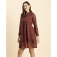 thumbnail image 4 of Moomaya Womens Solid Cuffed Sleeves Dress, Mandarin Collar Mini Dress, 4 of 8