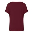 thumbnail image 4 of Comdrip Hauts Décontractés pour Femmes, Haut Décontracté à Manches Courtes avec Nœud, Coupe Ajustée, Col en V, T-Shirt, Hauts de Travail pour Femmes Rouge1 3TG, 4 of 5