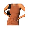 thumbnail image 3 of Faithtur Robe Sans Manches à Fronces pour Femmes, Robe Élégante de Couleur Unie pour Dames, 3 of 9