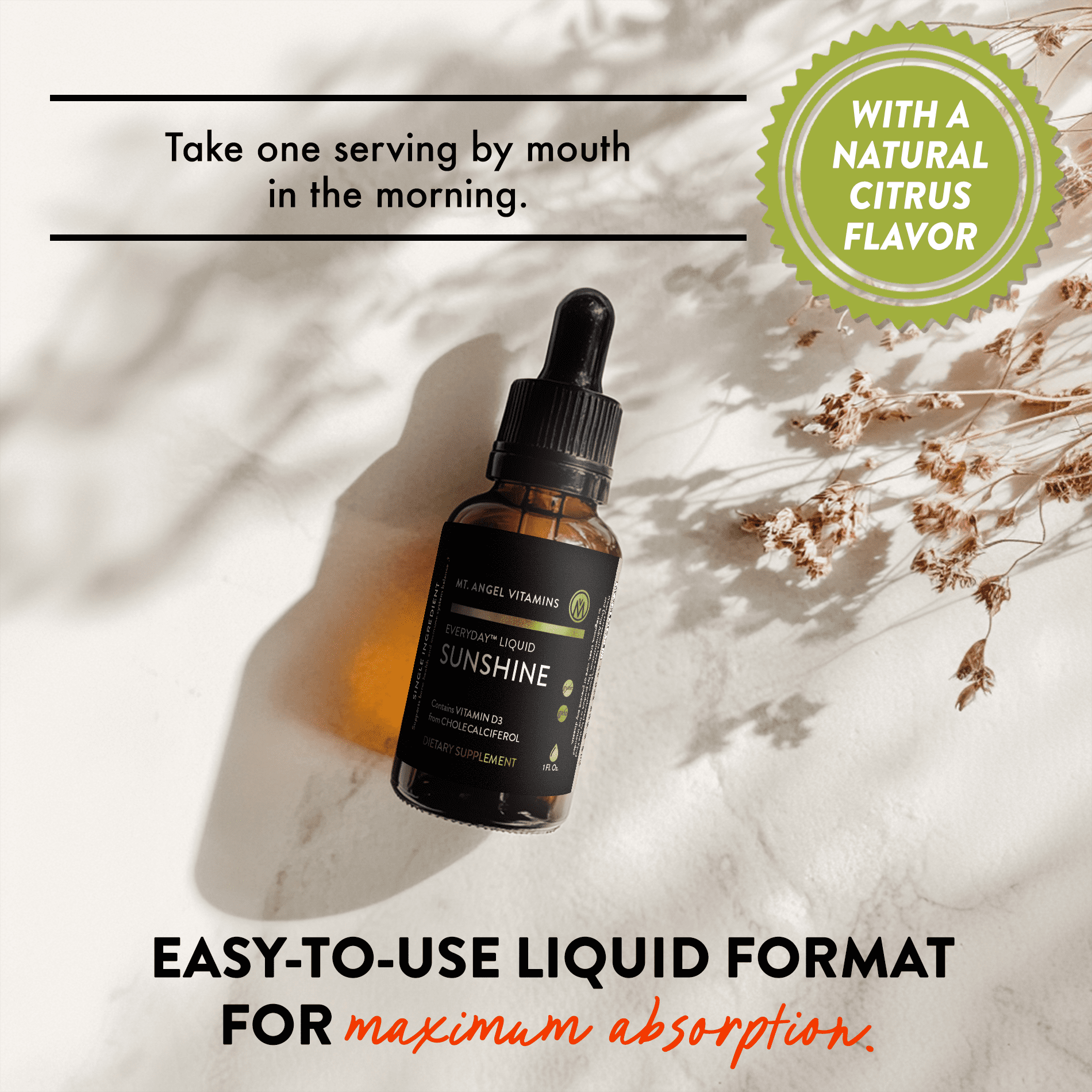 Mt. Angel Vitamins - Liquid Vitamin D3 Drops - 1,400 Servings