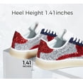 thumbnail image 5 of LUCKY STEP Glitter Fashion Sneakers Retro Sparkly Shiny Casual Shoes,Silver&Red,Womens, 5 of 11