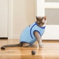 thumbnail image 3 of IDOMIK Soft Cat Recovery Suit Cat Onesie after Surgery with Hook and Loop Cat Cone Alternative Wound Protection Post-Surgery Skin Diseases, Blue, S, 3 of 7