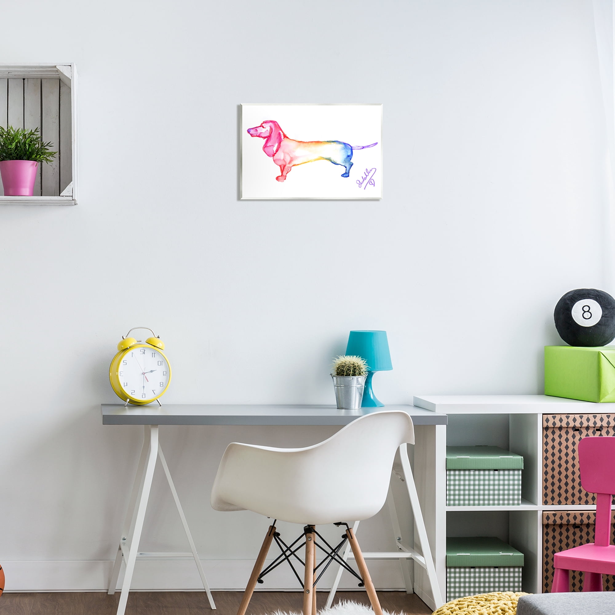 Stupell Industries Rainbow Dachshund Dog Animals & Insects Painting Unframed Art Print Wall Art, 15 x 10