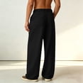 thumbnail image 6 of Hurxie Men Baggy Dress Pants Pleated Trousers Elastic Waistband Casual Loose Wide Leg with Pockets Black,S, 6 of 6