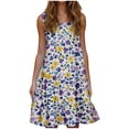 thumbnail image 2 of Ovzne Robes Grande Taille pour Femmes Rondes Robe Mode Vacances Été Couleur Unie Sans Manches Fête Plage Robe Vacances Imprimée Liquidation, 2 of 6