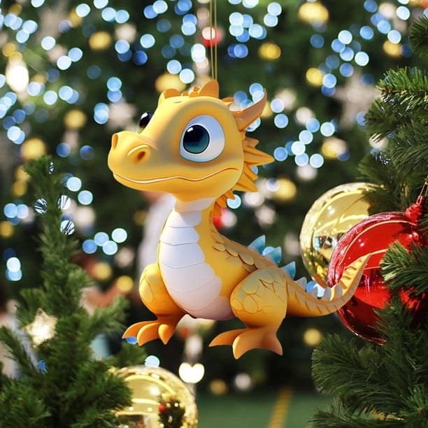 ¡Gran Promo de Temporada!, Decoración navideña de dinosaurio acrílico para bebés con forma de dragón, bonita decoración para árbol de Navidad, decoración para el hogar Akmoler