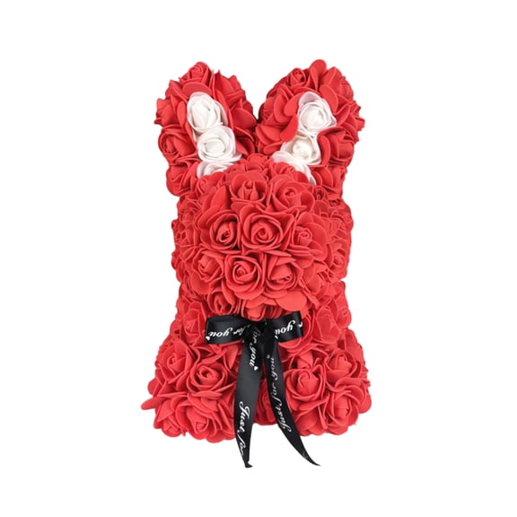 9.8" Eternal Rose Bunny Figurine, 20 Colors PE Foam Flower Rabbit, Romantic Valentine's Day & Anniversary Gift, Ideal for Home Decor & Wedding Keepsake