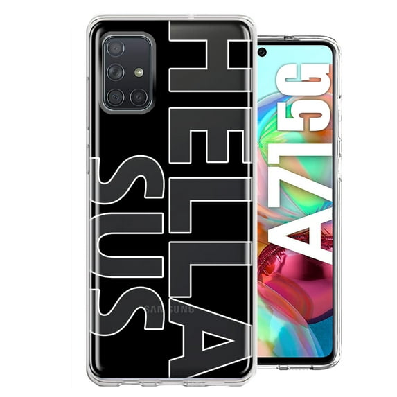 MUNDAZE Samsung Galaxy A71 4G Shockproof Clear Hybrid Protective Phone Case Black Clear Funny Text Quote Hella Sus Cover