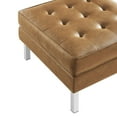 thumbnail image 4 of Tufted Ottoman Accent Chair, Tan, Vegan Leather, Industrial Living Lounge Cafe Lobby Hospitality Restaurant, Modern Contemporary HB36907, 4 of 7