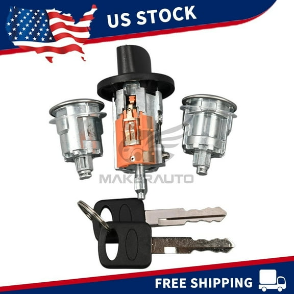 Ignition & Door Lock Cylinder Set Ignition for Ford F150 F250 F350 E150 E250 E350 1995-2006 Lock Cylinder Set 2 Keys Matched F3TZ11582A