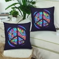 thumbnail image 2 of MKHERT Colorful Peace Symbol Pillowcase Pillow Protector Cushion Cover 18x18 inch,Set of 2, 2 of 2
