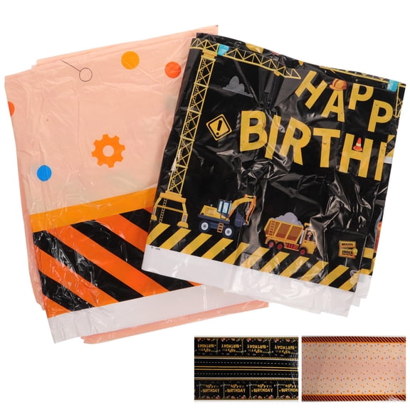 Raindrops  2 Pcs Birthday Table Cover Truck Party Decorations Tractor Construction Cloth Dump Child