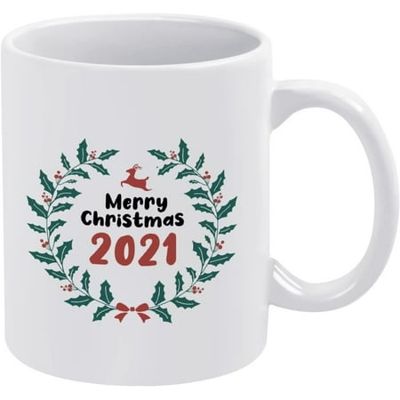 

Funny Coffee Mug Merry Christmas 2021 Novelty Cup Great Gift Idea Ceramic Mug White Tea Cup Christmas Mug for Women Men 11 Ounces Tea or Coffee Cup