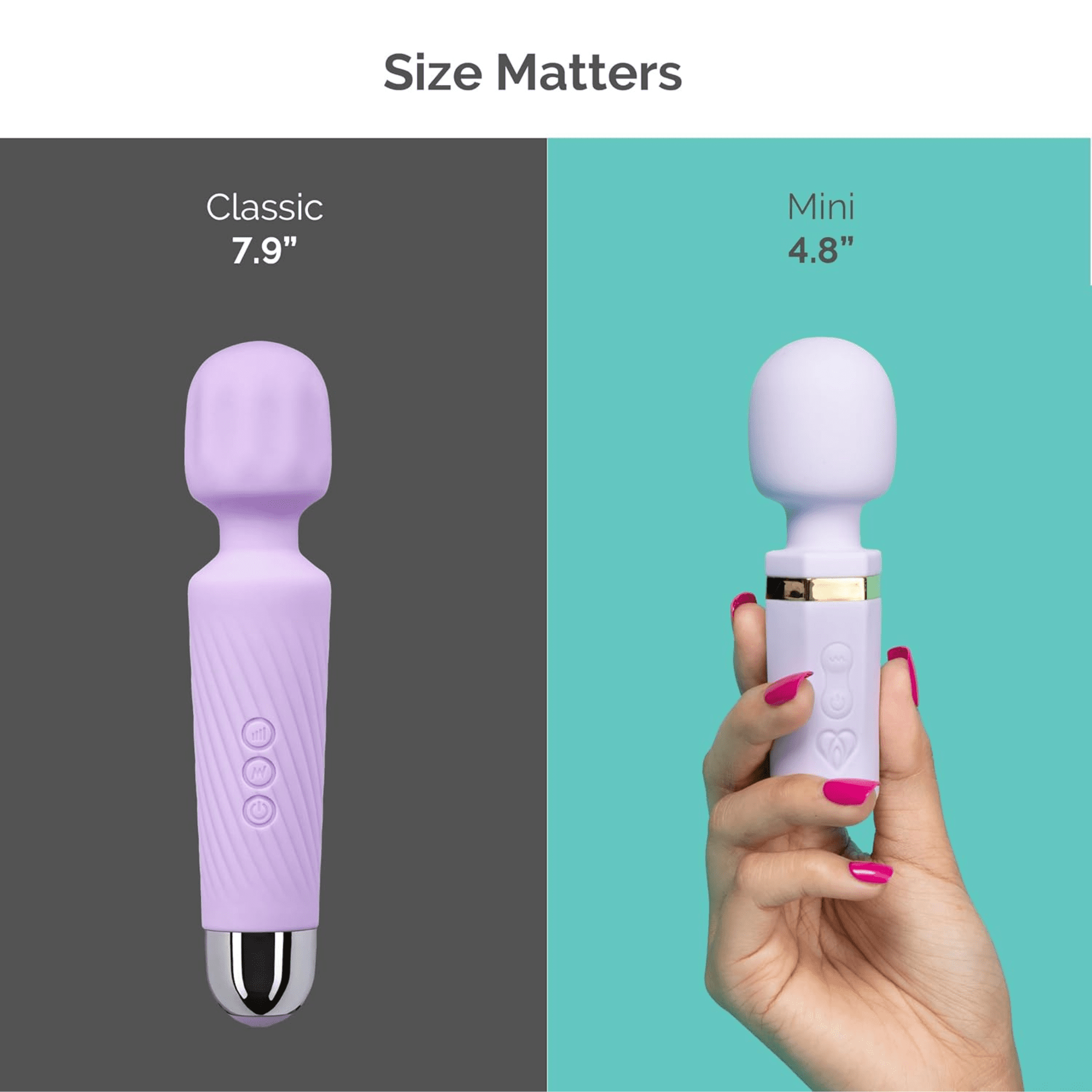 Ava Mini GO Wand Massager, Water-Resistant, for Women, Clitoral Vibrator, Purple, 1 Count