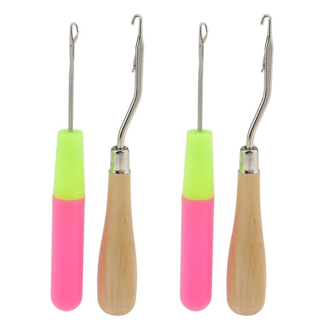 Agujas de Ganchillo con Gancho de Pestillo de 4 Piezas para Micro , Extensión de Cabello, Instalación de Mantenimiento de Plumas Y perfecl Agujas para tejer el pelo